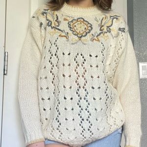 Vintage SK & Company Knit Embroidery Sweater